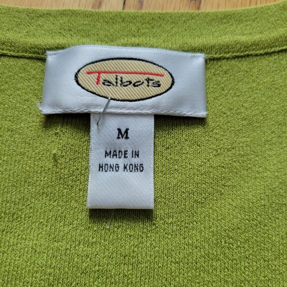 Talbots Lime Green Sleeveless V-Neck Knit Tank Top Rayon/Nylon Blend Womens M - Picture 3 of 7